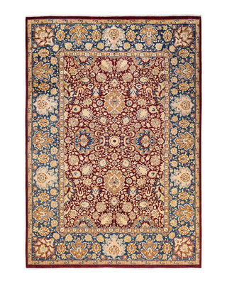 Traditional Mogul Red Wool Area Rug 6' 2" x 8' 9" - Solo Rugs