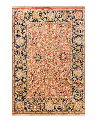 Contemporary Eclectic Orange Wool Area Rug 6' 2" x 8' 10" - Solo Rugs
