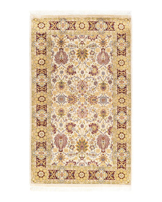 Traditional Mogul Ivory Wool Area Rug 3' 2" x 5' 3" - Solo Rugs