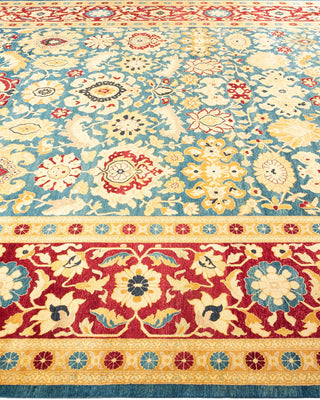 Traditional Mogul Blue Wool Area Rug 9' 3" x 11' 10" - Solo Rugs