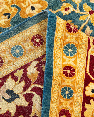 Traditional Mogul Blue Wool Area Rug 9' 3" x 11' 10" - Solo Rugs