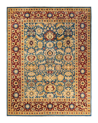 Traditional Mogul Blue Wool Area Rug 9' 3" x 11' 10" - Solo Rugs