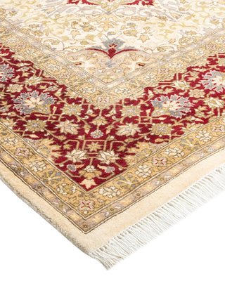 Traditional Mogul Ivory Wool Area Rug 6' 2" x 6' 7" - Solo Rugs