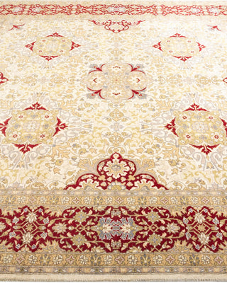 Traditional Mogul Ivory Wool Area Rug 6' 2" x 6' 7" - Solo Rugs