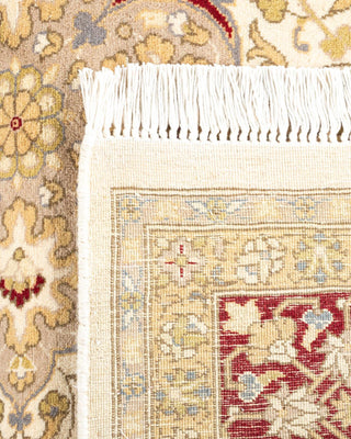 Traditional Mogul Ivory Wool Area Rug 6' 2" x 6' 7" - Solo Rugs
