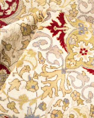 Traditional Mogul Ivory Wool Area Rug 6' 2" x 6' 7" - Solo Rugs