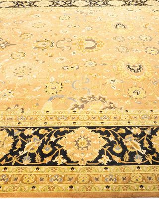 Traditional Mogul Yellow Wool Area Rug 9' 2" x 12' 0" - Solo Rugs