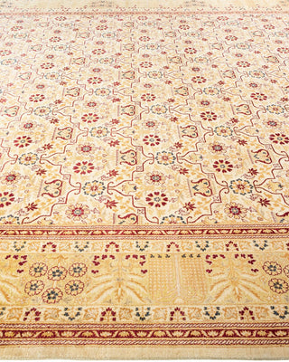 Traditional Mogul Ivory Wool Area Rug 9' 1" x 11' 8" - Solo Rugs