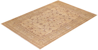 Traditional Mogul Beige Wool Area Rug 6' 2" x 8' 10" - Solo Rugs