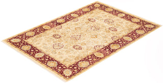 Traditional Mogul Ivory Wool Area Rug 6' 2" x 8' 10" - Solo Rugs