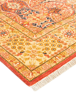 Traditional Mogul Orange Wool Area Rug 4' 2" x 6' 1" - Solo Rugs