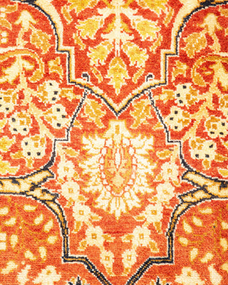 Traditional Mogul Orange Wool Area Rug 4' 2" x 6' 1" - Solo Rugs