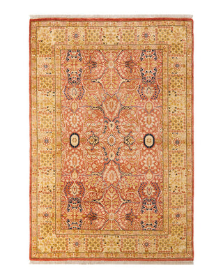 Traditional Mogul Orange Wool Area Rug 4' 2" x 6' 1" - Solo Rugs