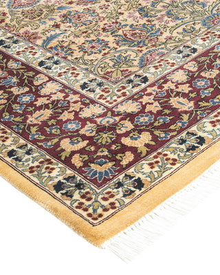 Traditional Mogul Yellow Wool Area Rug 6' 1" x 8' 9" - Solo Rugs