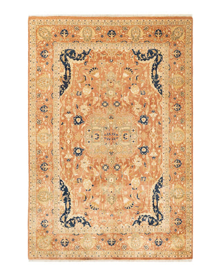 Traditional Mogul Brown Wool Area Rug 6' 1" x 8' 10" - Solo Rugs
