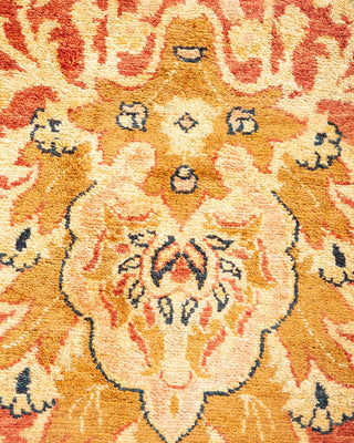 Traditional Mogul Orange Wool Area Rug 6' 1" x 8' 10" - Solo Rugs