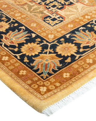 Traditional Mogul Ivory Wool Area Rug 6' 0" x 9' 0" - Solo Rugs