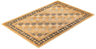 Traditional Mogul Ivory Wool Area Rug 6' 0" x 9' 0" - Solo Rugs