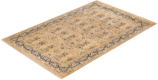 Traditional Mogul Beige Wool Area Rug 6' 2" x 9' 2" - Solo Rugs