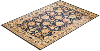 Traditional Mogul Blue Wool Area Rug 6' 0" x 8' 10" - Solo Rugs