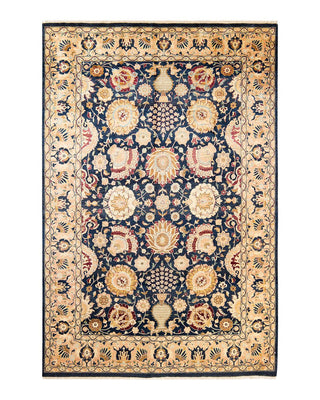 Traditional Mogul Blue Wool Area Rug 6' 0" x 8' 10" - Solo Rugs