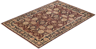 Traditional Mogul Red Wool Area Rug 6' 1" x 9' 1" - Solo Rugs