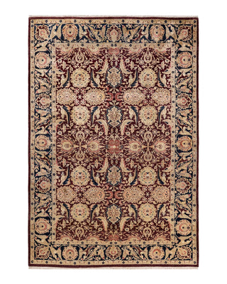 Traditional Mogul Red Wool Area Rug 6' 1" x 9' 1" - Solo Rugs
