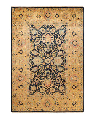 Traditional Mogul Blue Wool Area Rug 6' 2" x 9' 2" - Solo Rugs