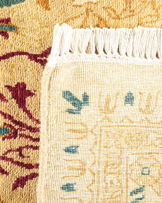 Traditional Mogul Yellow Wool Area Rug 10' 1" x 14' 2" - Solo Rugs