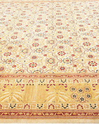 Traditional Mogul Ivory Wool Area Rug 9' 1" x 11' 7" - Solo Rugs