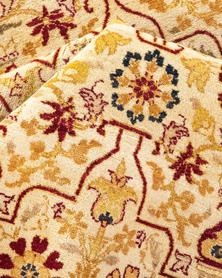 Traditional Mogul Ivory Wool Area Rug 9' 1" x 11' 7" - Solo Rugs