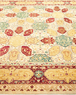 Traditional Mogul Ivory Wool Area Rug 6' 1" x 9' 4" - Solo Rugs