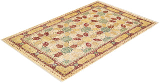 Traditional Mogul Ivory Wool Area Rug 6' 1" x 9' 4" - Solo Rugs