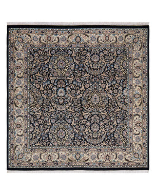 Traditional Mogul Black Wool Square Area Rug 6' 1" x 6' 3" - Solo Rugs