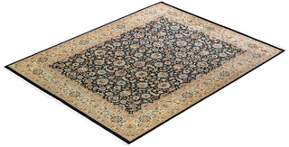 Traditional Mogul Black Wool Area Rug 8' 2" x 10' 5" - Solo Rugs