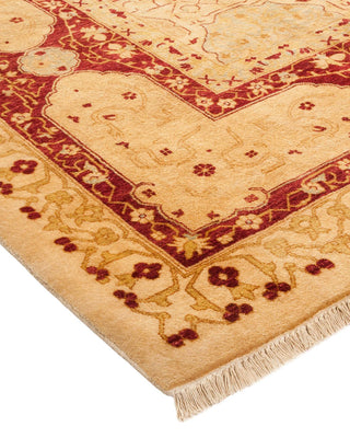 Traditional Mogul Ivory Wool Area Rug 9' 3" x 12' 0" - Solo Rugs