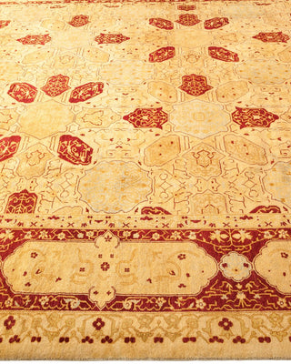 Traditional Mogul Ivory Wool Area Rug 9' 3" x 12' 0" - Solo Rugs