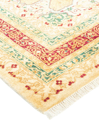 Traditional Mogul Ivory Wool Area Rug 6' 2" x 8' 10" - Solo Rugs