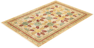Traditional Mogul Ivory Wool Area Rug 6' 2" x 8' 10" - Solo Rugs