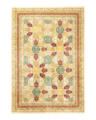 Traditional Mogul Ivory Wool Area Rug 6' 2" x 8' 10" - Solo Rugs