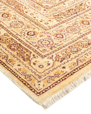 Traditional Mogul Ivory Wool Area Rug 6' 2" x 9' 4" - Solo Rugs