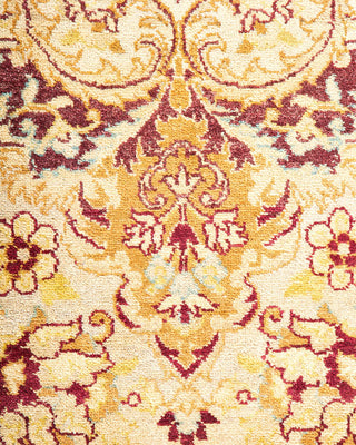 Traditional Mogul Ivory Wool Area Rug 6' 2" x 9' 4" - Solo Rugs