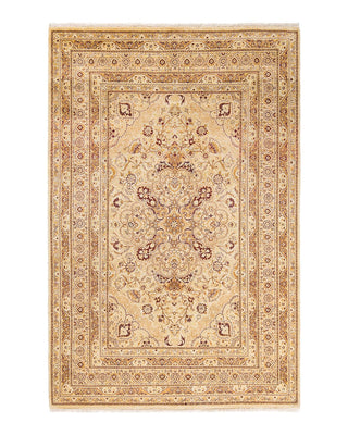 Traditional Mogul Ivory Wool Area Rug 6' 2" x 9' 4" - Solo Rugs