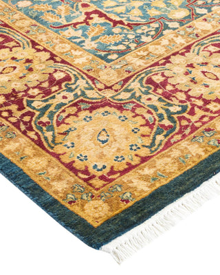 Traditional Mogul Blue Wool Area Rug 6' 1" x 9' 3" - Solo Rugs