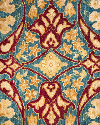 Traditional Mogul Blue Wool Area Rug 6' 1" x 9' 3" - Solo Rugs