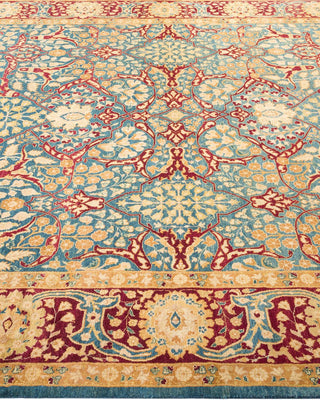 Traditional Mogul Blue Wool Area Rug 6' 1" x 9' 3" - Solo Rugs
