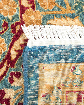Traditional Mogul Blue Wool Area Rug 6' 1" x 9' 3" - Solo Rugs