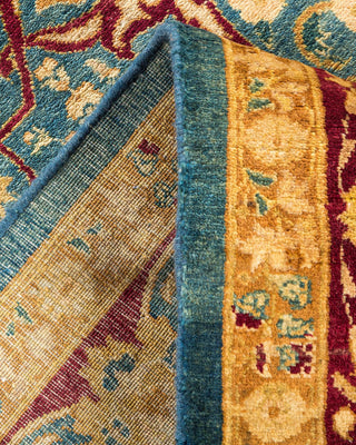 Traditional Mogul Blue Wool Area Rug 6' 1" x 9' 3" - Solo Rugs