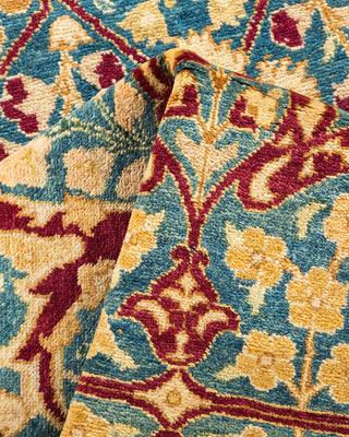 Traditional Mogul Blue Wool Area Rug 6' 1" x 9' 3" - Solo Rugs