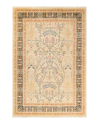 Traditional Mogul Ivory Wool Area Rug 6' 1" x 8' 10" - Solo Rugs